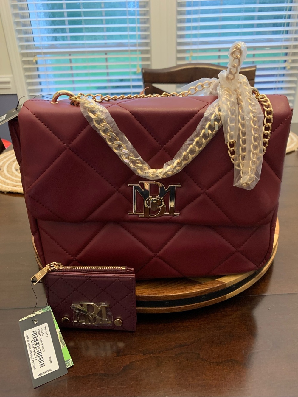 BADGLEY MISCHKA BIG CHAIN CROSSBODY BAG & WALLET VEGAN LEATHER NWT retail $228!